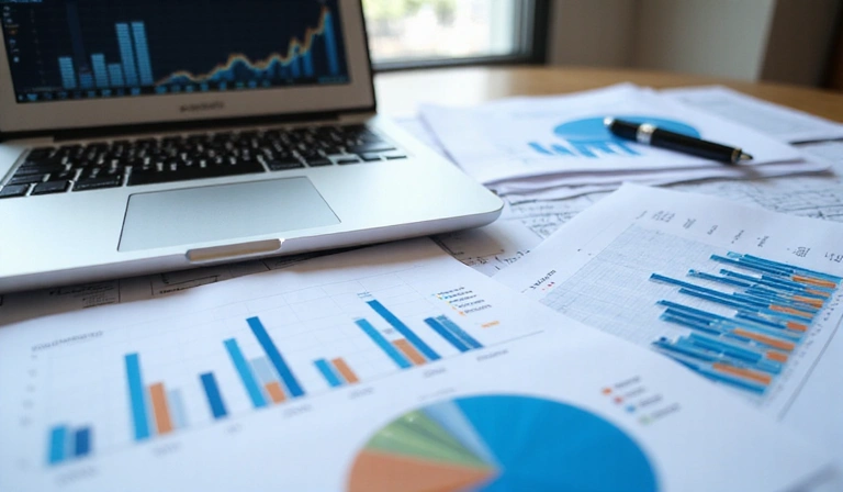 Financial documents and charts