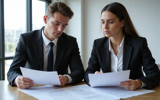 Corporate lawyers discussing documents