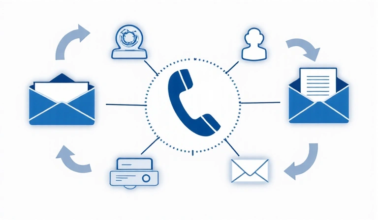 Contact us illustration showing communication channels