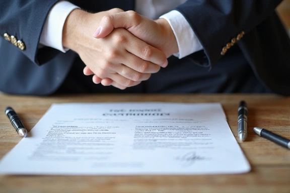 Handshake over signed contract