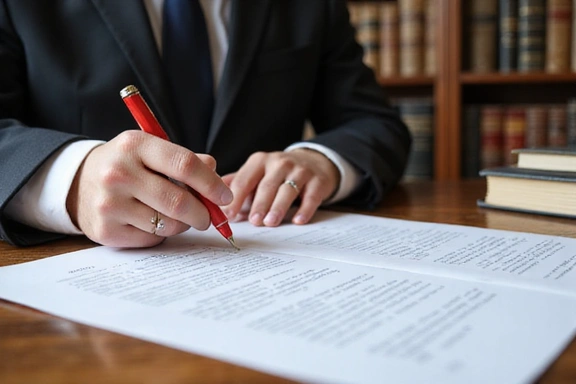 Lawyer reviewing contract documents